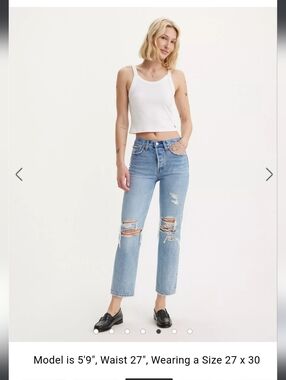 Levi's Wedgie Straight Fit Light Blue Ripped Women's Jeans 26